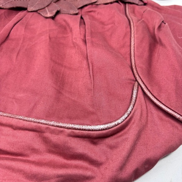 Lucky Penny Hobo Shoulder Bag Cotton with‎ Red Leather Leaf Accent Anthropologie - Picture 9 of 14